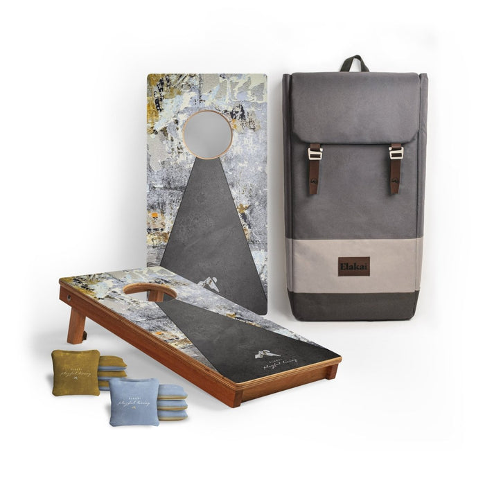 1ft x 2ft Graphic Travel Cornhole Set | Modern Play Collection - Urban Concrete EGCH12P-68-WB | American Cornhole Association