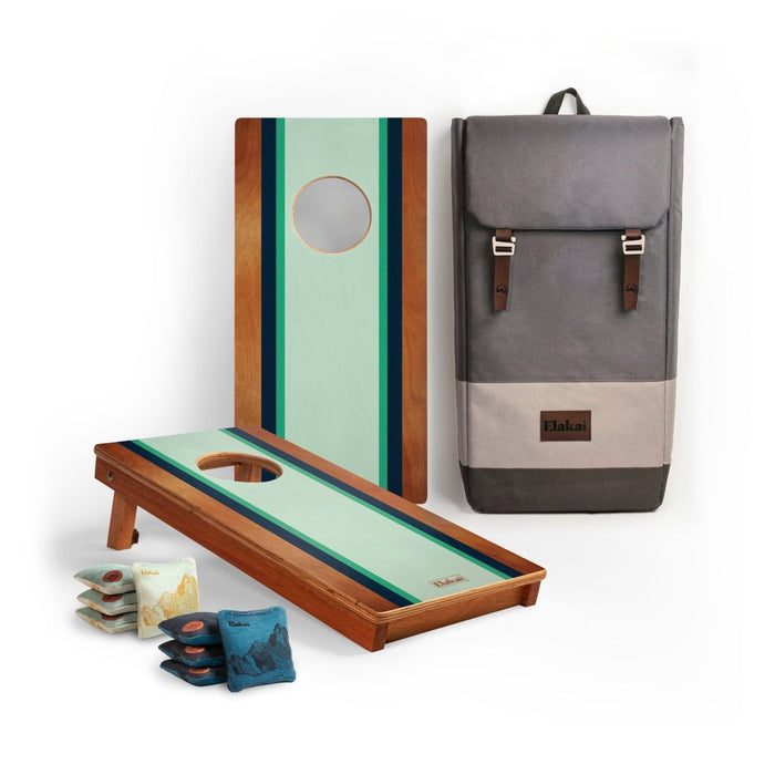 1ft x 2ft Graphic Wood Travel Cornhole Set | Classic Beach Stripes Collection - Gidget EGCH12P-01-WB | American Cornhole Association