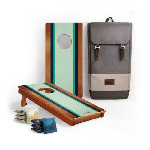 1ft x 2ft Graphic Wood Travel Cornhole Set | Classic Beach Stripes Collection - Gidget EGCH12P-01-WB | American Cornhole Association