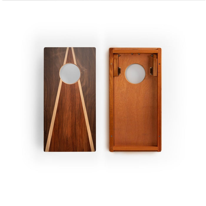 1ft x 2ft Graphic Wood Travel Cornhole Set | Classic Triangle Collection - Dark Wood EGCH12P-66-WB | American Cornhole Association
