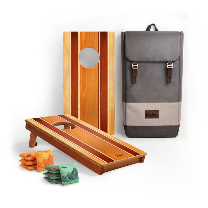 1ft x 2ft Graphic Wood Travel Cornhole Set | Natural Surf Beach Collection - Classic Woody EGCH12P-21-WB | American Cornhole Association