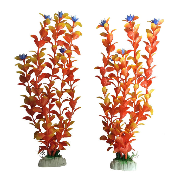 2 x 12" Orange Aquarium Plastic Plants Decoration Type 2