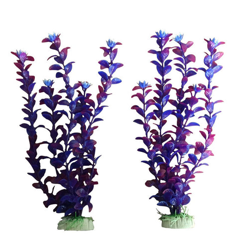 2 x 12" Purple Aquarium Plastic Plants Decoration Type 2