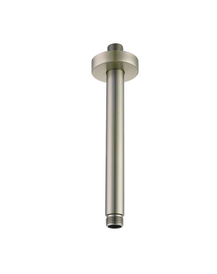 200mm Round Vertical Shower Arm c/w Flange - Brushed Rose Gold
