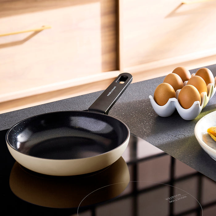 20cm, 24cm, 28cm Recycled Aluminium Frying Pan Set - Cream