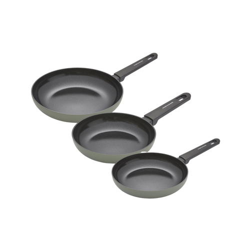 20cm, 24cm, 28cm Recycled Aluminium Frying Pan Set - Green