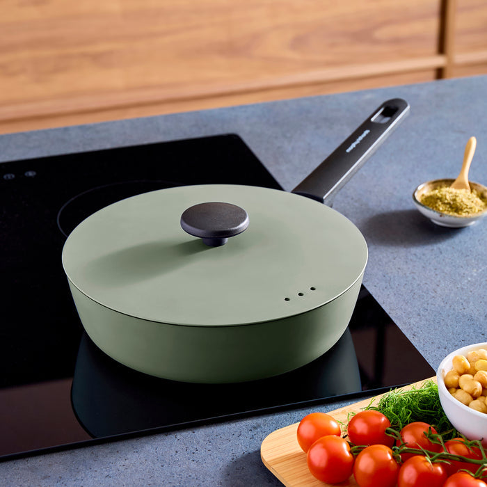 20cm Cast Aluminium Casserole Dish & 24cm Forged Aluminium Saute Pan Set - Green