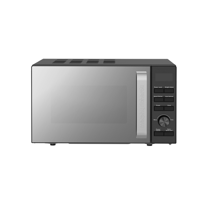 Black microwave oven on a white background