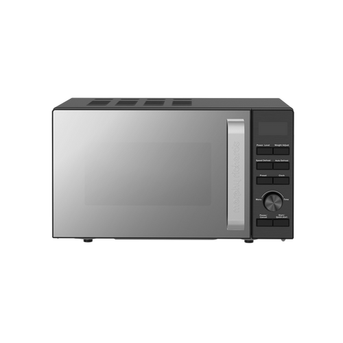 Black microwave oven on a white background