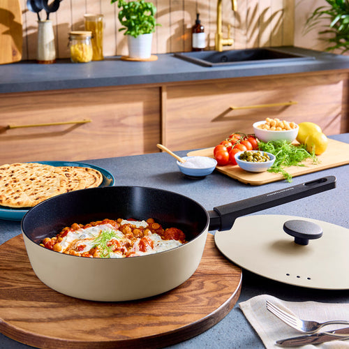 24cm Forged Aluminium Saute Pan - Cream