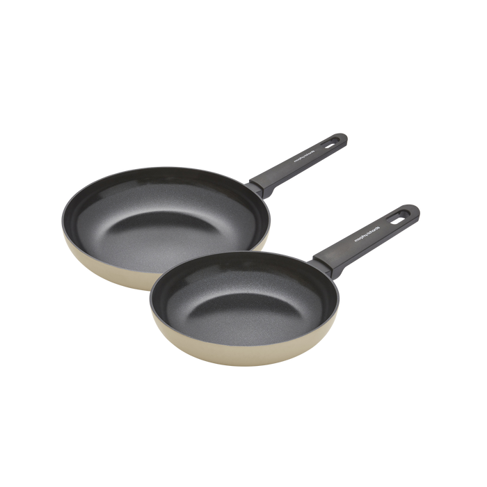 28cm and 20cm Recycled Aluminium Frying Pan Set - Cream