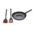 28cm Recycled Aluminium Frying Pan and Slotted and Solid Turner Set