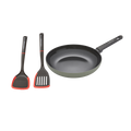 28cm Recycled Aluminium Frying Pan and Slotted and Solid Turner Set