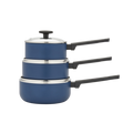 3 Piece Recycled Aluminium Saucepan Set - Blue