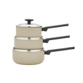 3 Piece Recycled Aluminium Saucepan Set - Cream