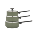3 Piece Recycled Aluminium Saucepan Set - Green