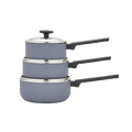 3 Piece Recycled Aluminium Saucepan Set - Grey