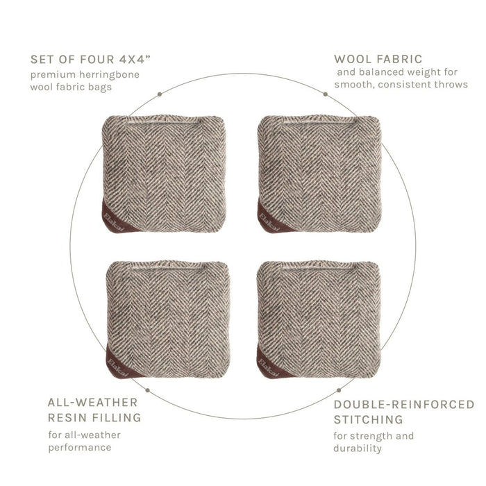 4-in Travel Herringbone Cornhole Bags | Premium All-Weather Collection - Gray Dove EGCB44H-07 | American Cornhole Association