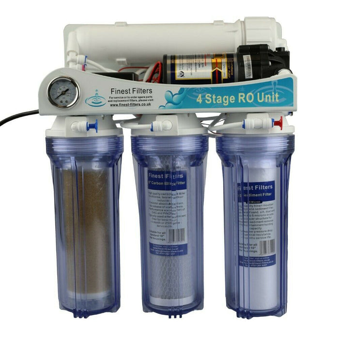 4 Stage Reverse Osmosis Unit with Booster Pump and DI Stage 50-100gpd