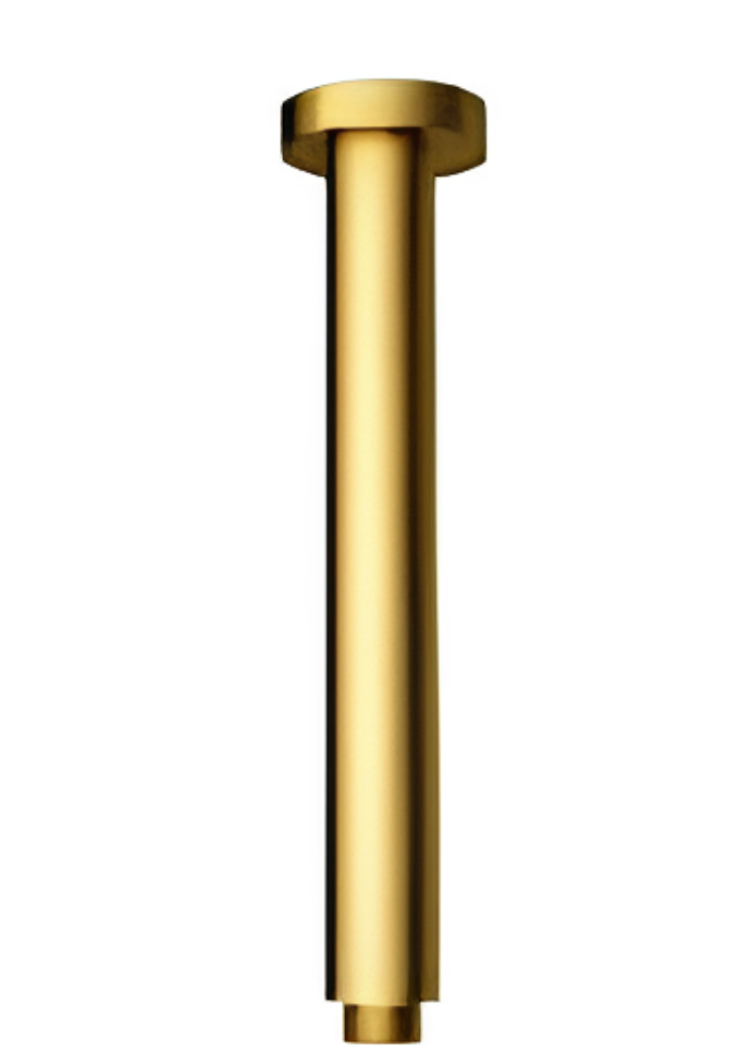 400mm Round Vertical Shower Arm c/w Flange - Matt Gold