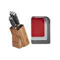 5 Piece Knife Block Set With Sharpener and 3x Chopping Board Set