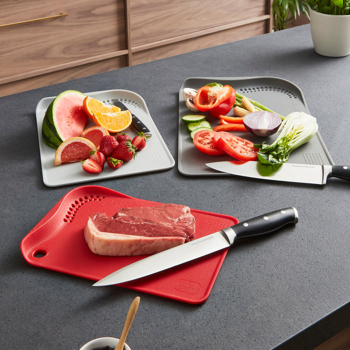 5 Piece Knife Block Set With Sharpener and 3x Chopping Board Set