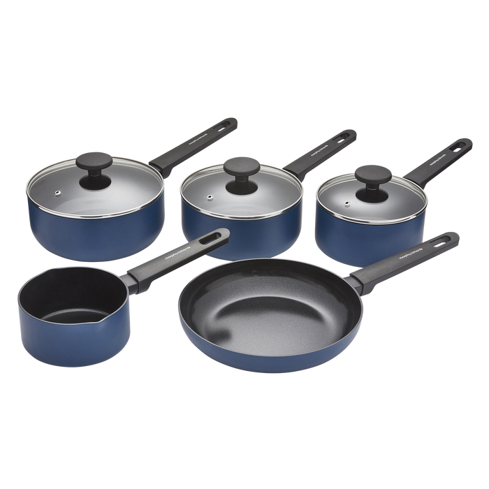 5 Piece Recycled Aluminium Saucepan Set - Blue