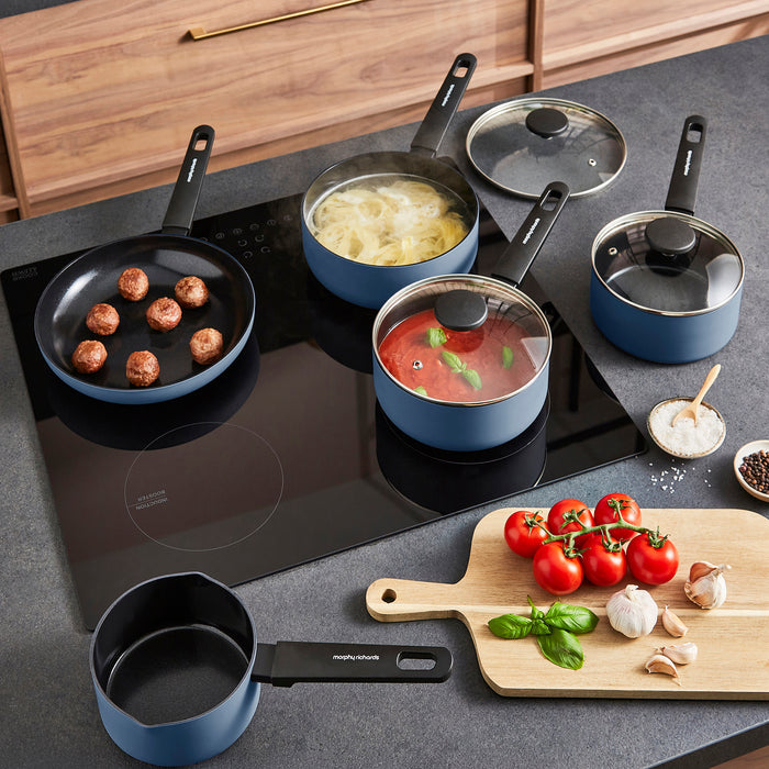 5 Piece Recycled Aluminium Saucepan Set - Blue