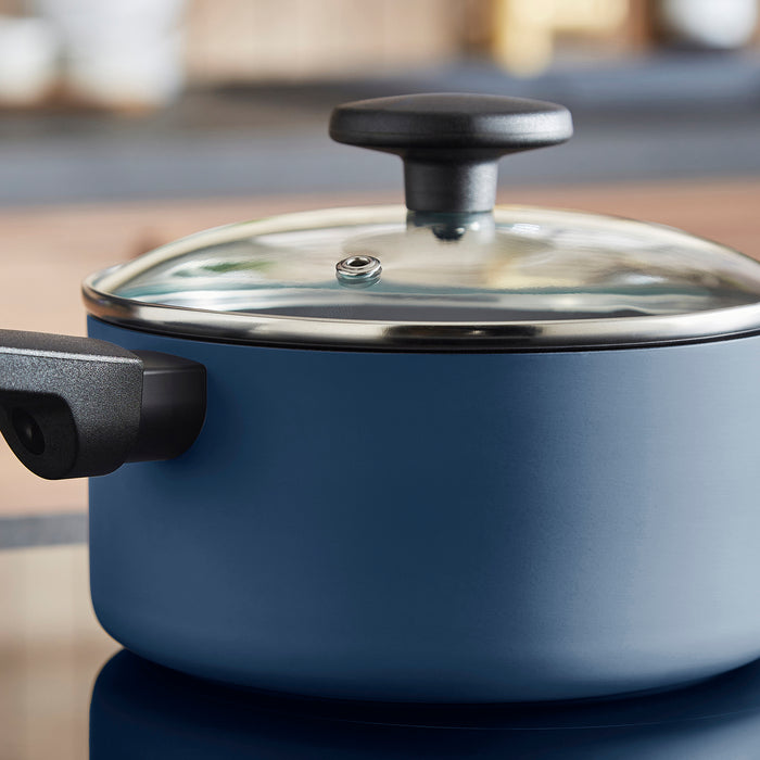 5 Piece Recycled Aluminium Saucepan Set - Blue