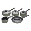5 Piece Recycled Aluminium Saucepan Set - Green