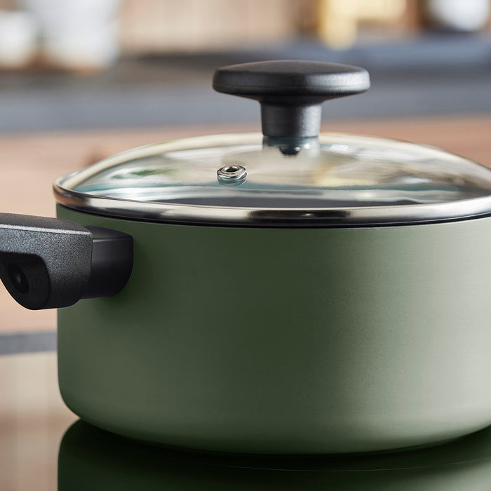 5 Piece Recycled Aluminium Saucepan Set - Green