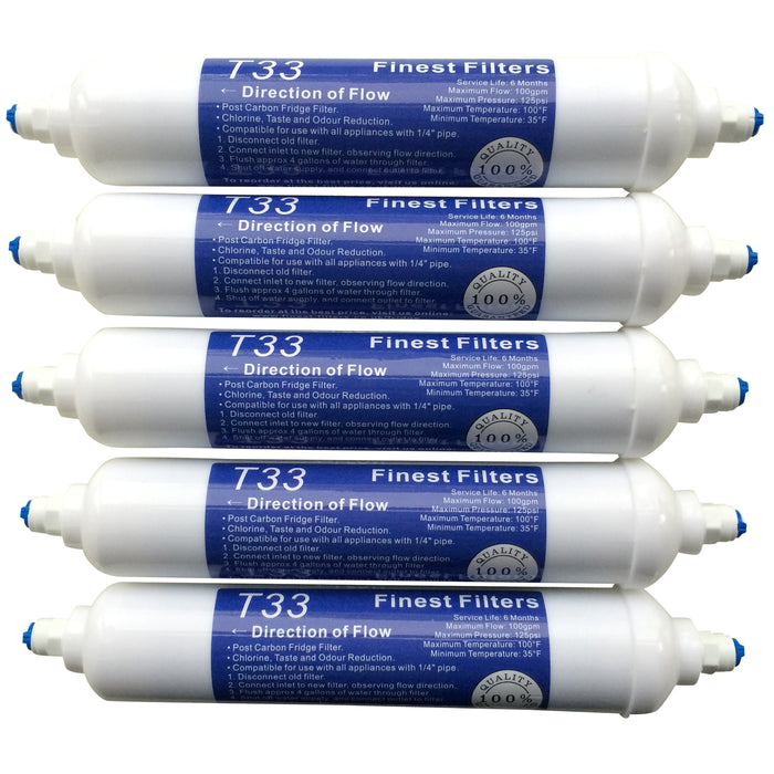 5 x InLine T33 Carbon Drinking Water / Fridge Filter Cartridges