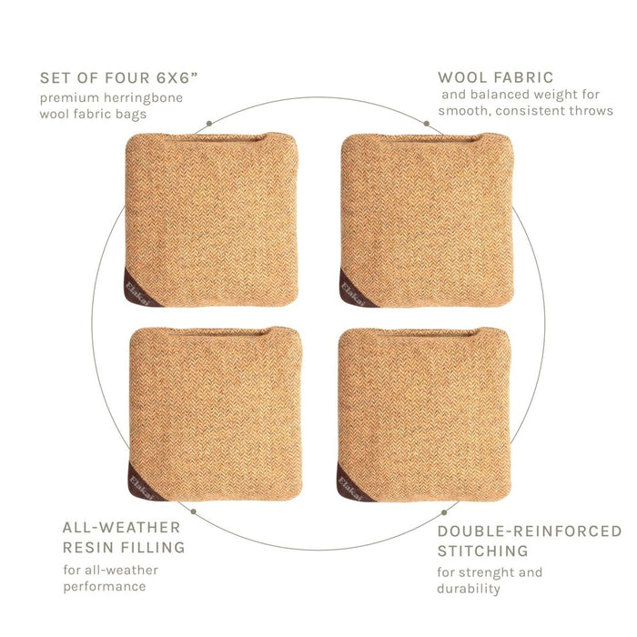 6-in Herringbone Cornhole Bags | Premium All-Weather Collection - Yellow Ochre EGCB66H-03 | American Cornhole Association