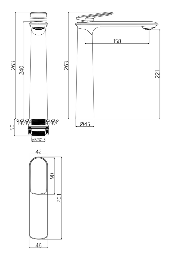 Above Counter Basin Mixer - Matt Gold
