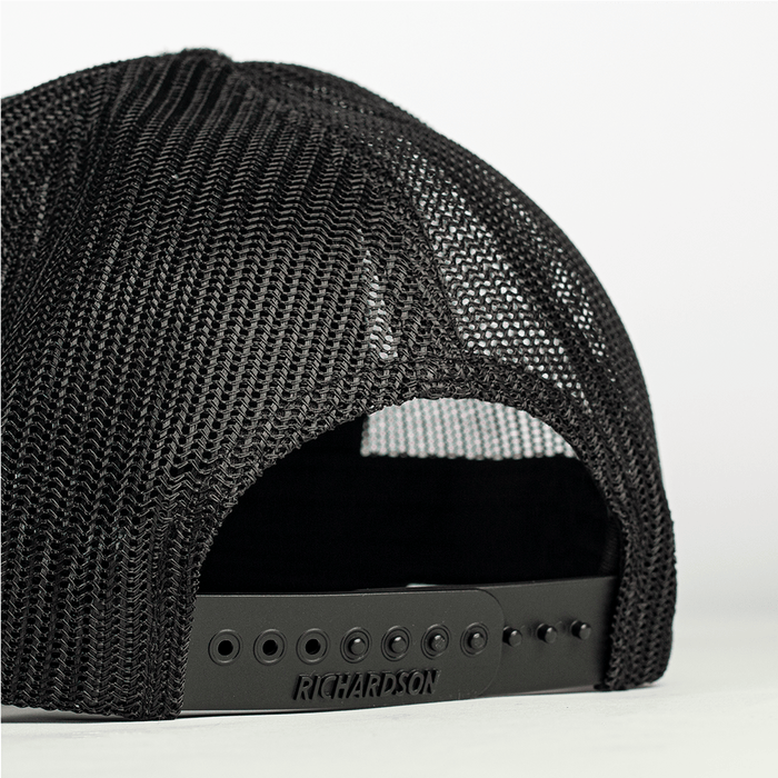 ACA Black Camo Richardson Snapback Trucker Hat with Bomber Patch, Black - American Cornhole Association
