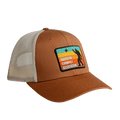 ACA Tan and Cream Richardson Snapback Trucker Hat with Retro Sasquatch Patch, Tan - American Cornhole Association