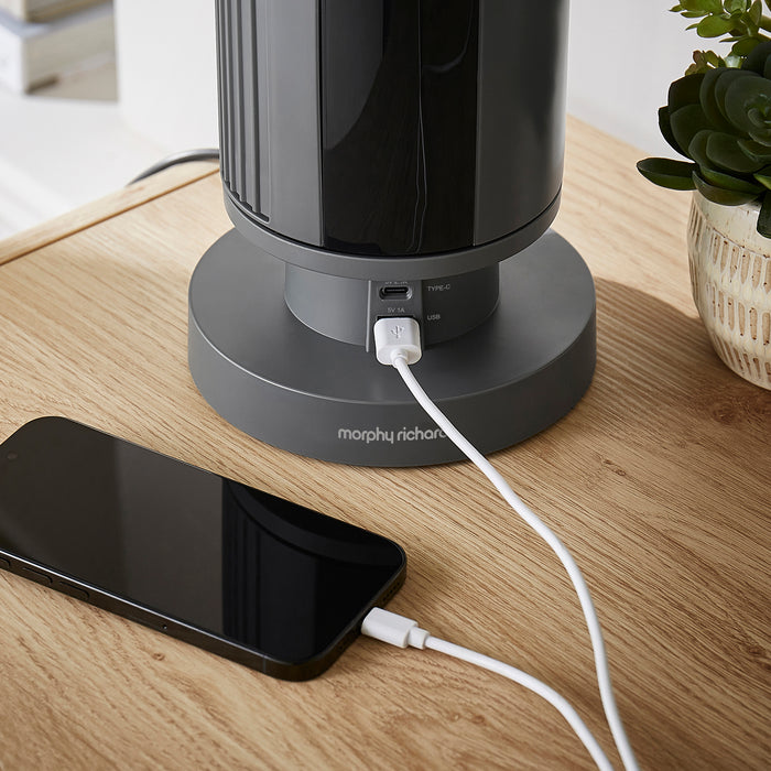 Air Flex 14" Personal Cooling Tower Fan with Built-In Device Charger - Grey