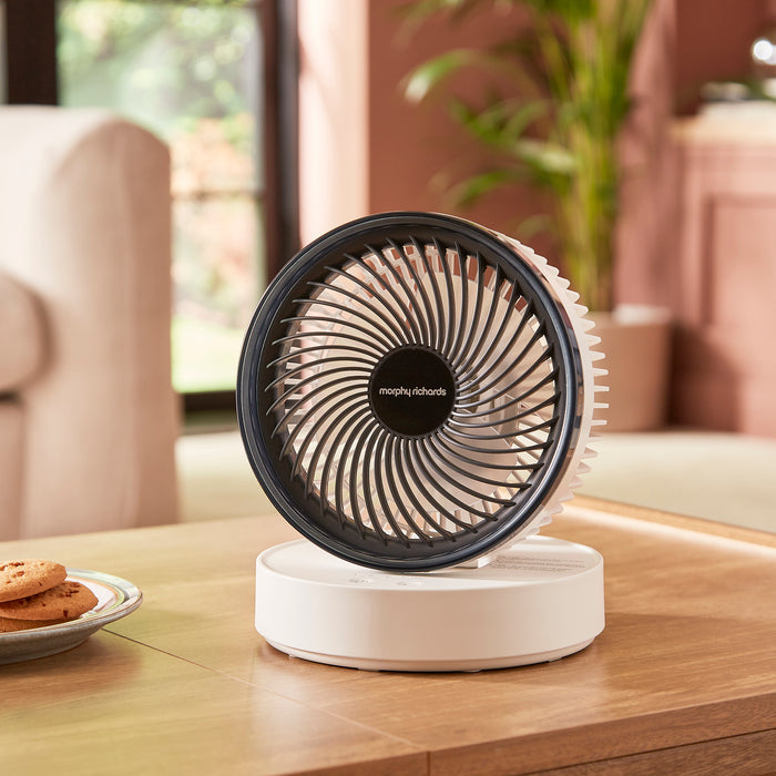 Air Flex 6” Portable Oscillating Rechargeable USB Fan on a table