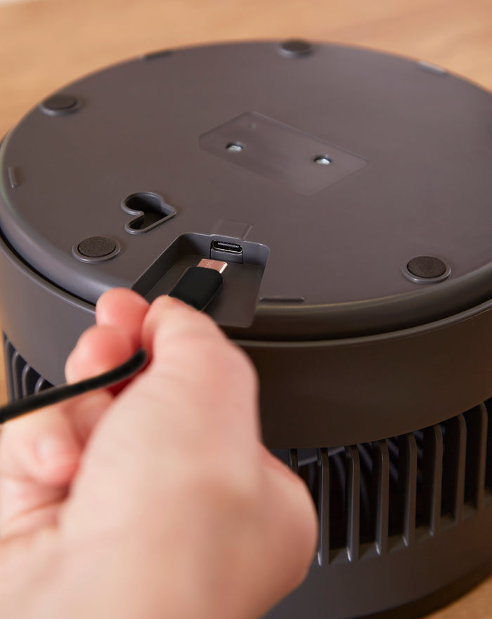 Adding the lead to the Air Flex 6” Portable Oscillating Rechargeable USB Fan