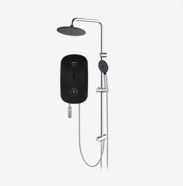 ALPHA - SMART 18 E Instant Water Heater c/w Rain Shower (Non Pump)- Metal Black