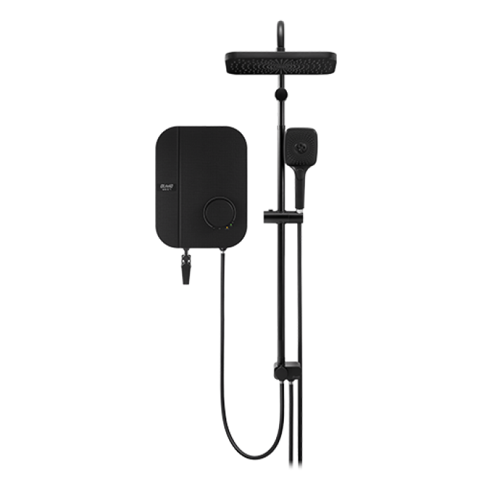 Alpha Instant Water Heater (DC Pump) c/w 3 in 1 Shower Slide Bar - Black Canvas