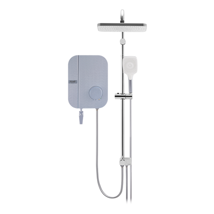 Alpha Instant Water Heater (DC Pump) c/w 3 in 1 Shower Slide Bar - Blue Linen