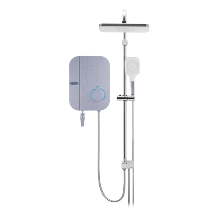 Alpha Neon Instant Water Heater (DC Pump) c/w 3 in 1 Shower Slide Bar - Blue Linen