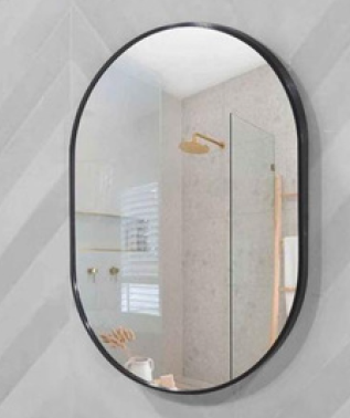 Aluminium Frame Mirror - Black Pill Shape