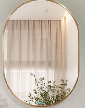 Aluminium Frame Mirror - Gold Pill Shape