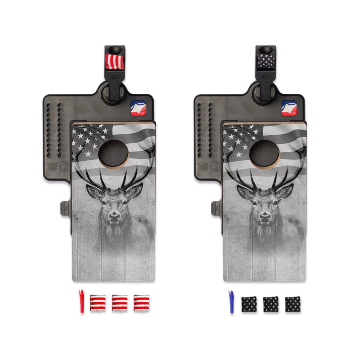 American Flag Deer Double Chuck Mini Cornhole Tabletop Game, - American Cornhole Association