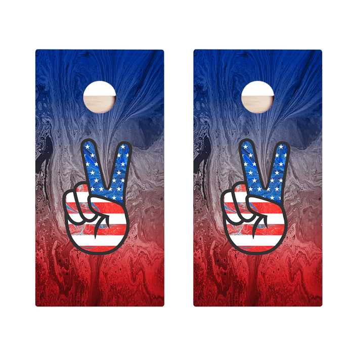 American Flag Peace Sign Star Cornhole Boards - ACA - 000177 | American Cornhole Association