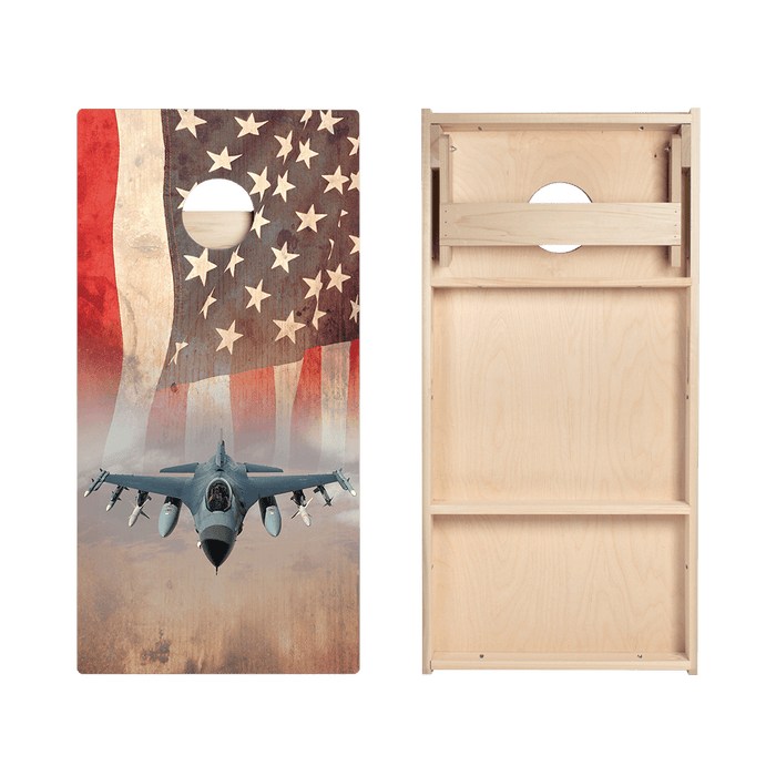 American Flag With Jet Star Cornhole Boards - ACA - 000024 | American Cornhole Association