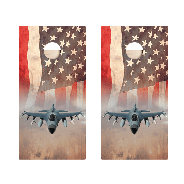 American Flag With Jet Star Cornhole Boards - ACA - 000024 | American Cornhole Association