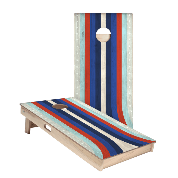 American Moto Curved Stripes Star Cornhole Boards - ACA - 000299 | American Cornhole Association